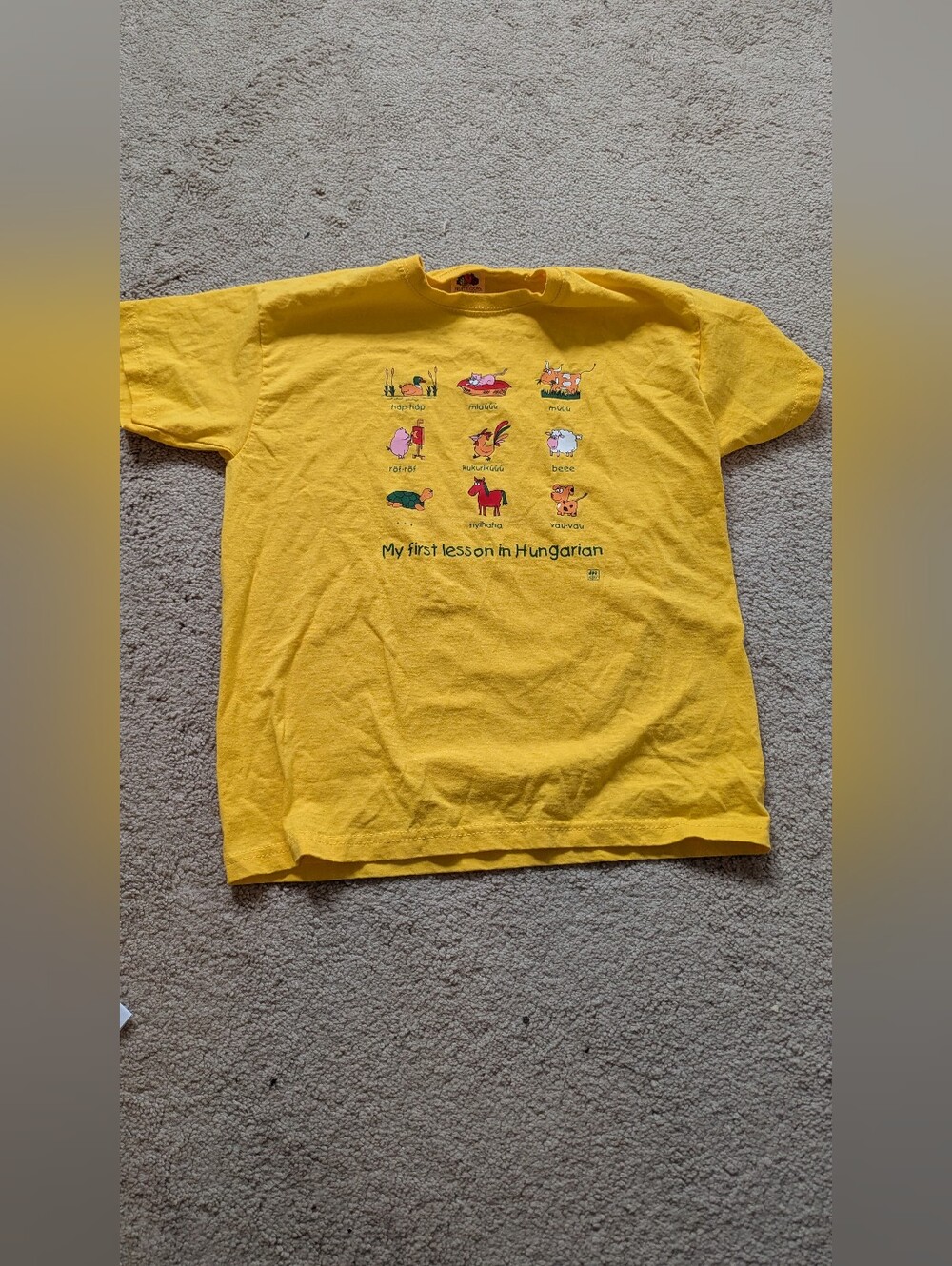Yellow Kids Graphic Tee with Hungarian Lesson